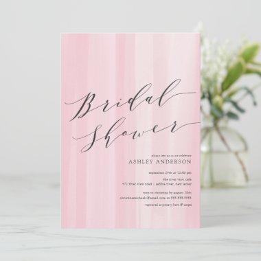 Pink Watercolor Stripes Bridal Shower Invitations
