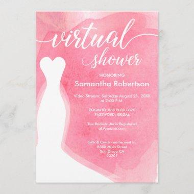 Pink Watercolor Virtual bridal shower Invitations