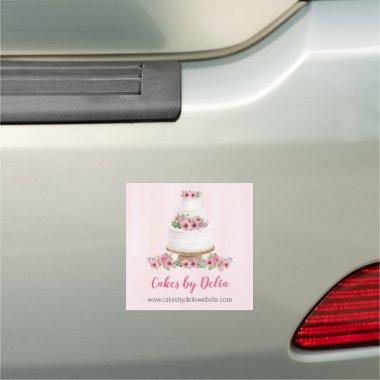 Pink Watercolor Wedding Cake Promotional Car Magnet