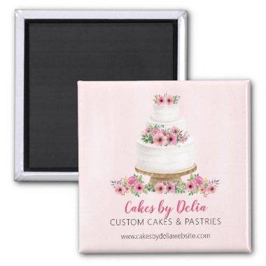 Pink Watercolor Wedding Cake Promotional Magnet
