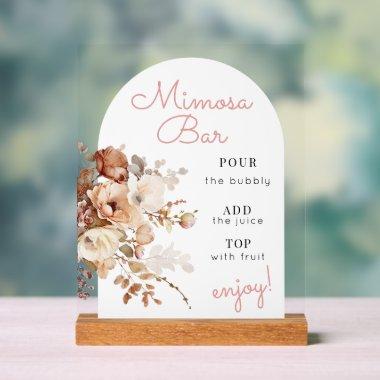 Pink Watercolor Wildflower Floral Mimosa Acrylic Sign