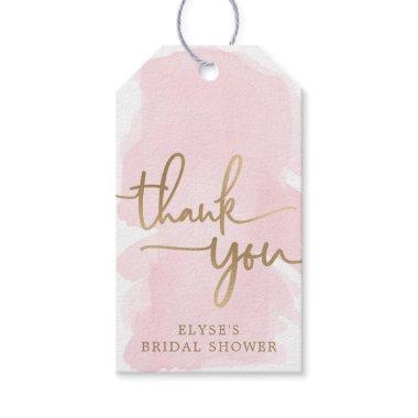 Pink Watercolour Gold Bridal Shower Favor Tag