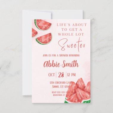Pink Watermelon Themed Shower Invitations