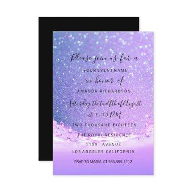 Pink Waves Ocean Pink Purple Blue Bridal Wedding Invitations