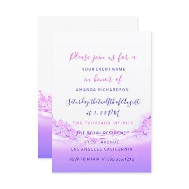 Pink Waves Ocean Pink Purple Ombre Bridal Sweet 16 Invitations