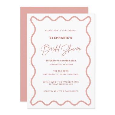 Pink Wavy Border Bridal Shower Invitations