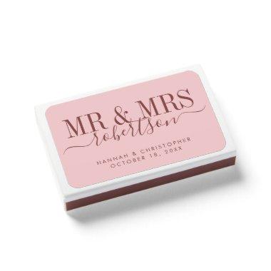 Pink Wedding Favor Burgundy Mr Mrs Matchboxes