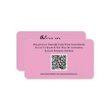 Pink Wedding RSVP QR Code Response Bridal Shower Enclosure Invitations