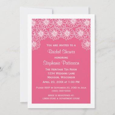 Pink Whimsical Daisies Bridal Shower Invite