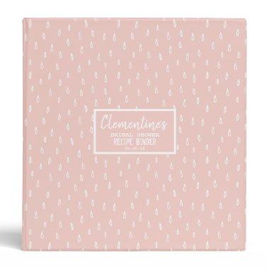 Pink White Abstract Drop  Recipe 3 Ring Binder