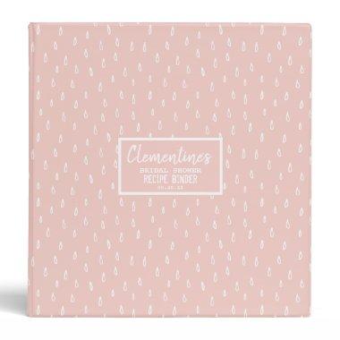 Pink White Abstract Drop Bridal Shower Recipe 3 Ring Binder