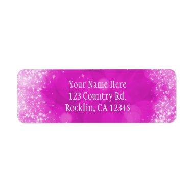 Pink & White Faux Glitter Sparkle Party  Label