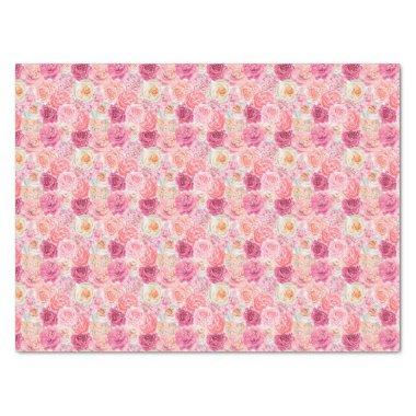 Pink White Floral Birthday for her Bridal Shower Tissue Paper