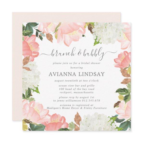 Pink White Floral Botanical Brunch and Bubbly