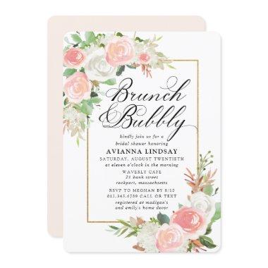 Pink White Floral Bridal Brunch Bubbly Shower