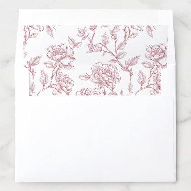 Pink White Floral Chinoiserie Envelope Liner
