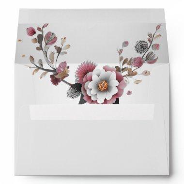 Pink White Floral Envelope