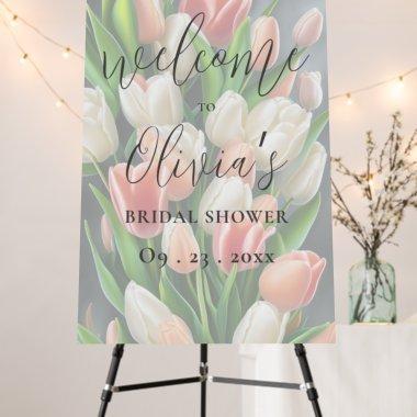 Pink & White Floral Welcome  Foam Board