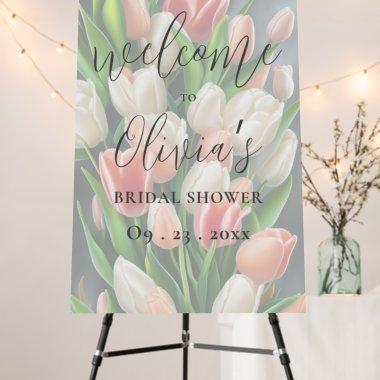 Pink & White Floral Welcome Bridal Shower Foam Board