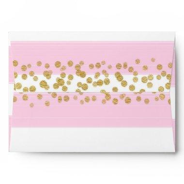 Pink White & Gold Shiny Dots Invitations Envelope