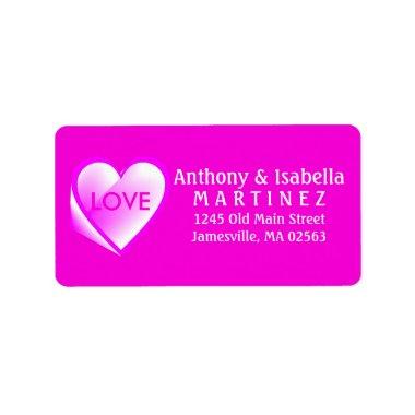 Pink & White Heart Love Wedding Address Labels
