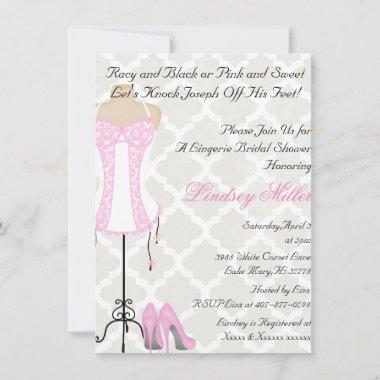 Pink & White Lingerie Bridal Shower Invitations