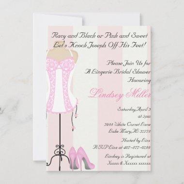Pink & White Lingerie Bridal Shower Invitations