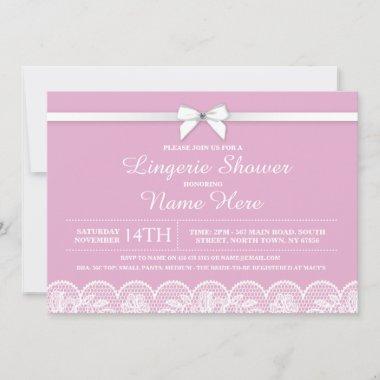 Pink White Lingerie Bridal Shower Lace Invitations