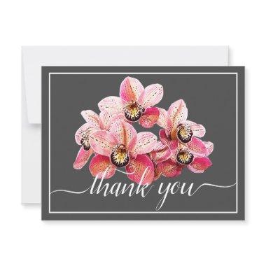 Pink & White Orchids Gray Background Thank You Post