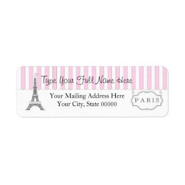 Pink | White Paris Eiffel Tower Name Label