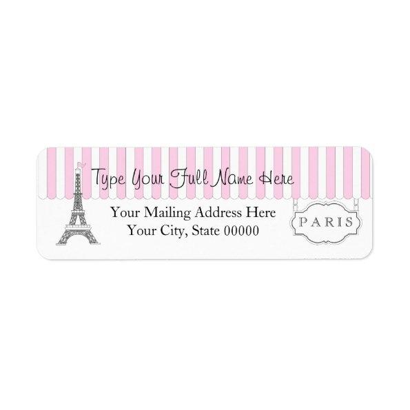 Pink | White Paris Eiffel Tower Name Label