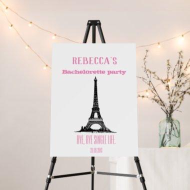 Pink White Paris Theme Bachelorette Party Backdrop Foam Board