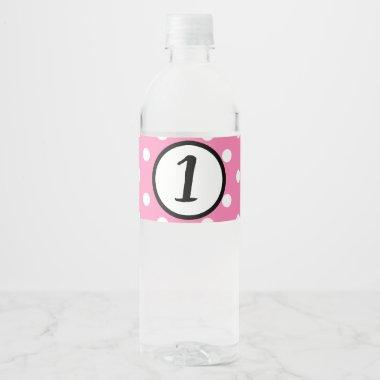Pink & White Polka Dots Dot Birthday Party Water Bottle Label