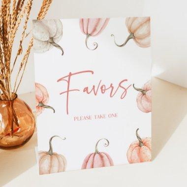 Pink White Pumpkin Fall Autumn Party Favors Sign