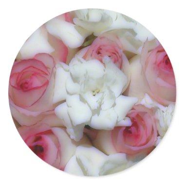 Pink & White Rose Envelope Seal Stickers