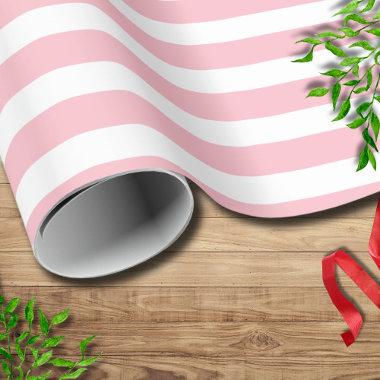 Pink White Simple Horizontal Striped Wrapping Paper