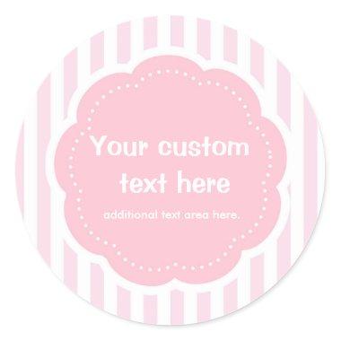 Pink White Striped Modern Cute Sticker Label