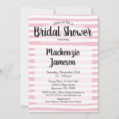 Pink White Stripes Bridal Shower Invitations