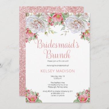 Pink White Sweet Floral Blooms Bridesmaid's Brunch Invitations
