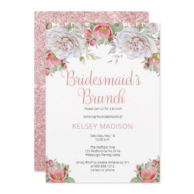 Pink White Sweet Floral Blooms Bridesmaid's Brunch Invitations