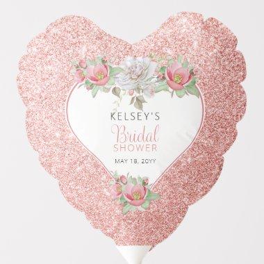 Pink |White Sweet Rose Floral Blooms Bridal Shower Balloon