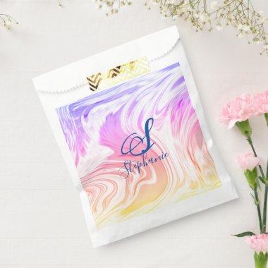 Pink White Wave Abstract Girly Monograms Cute Favor Bag