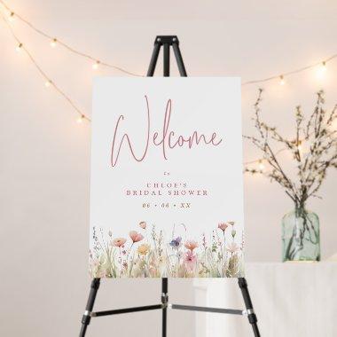 Pink Wild Flowers Bridal Shower Welcome Foam Board