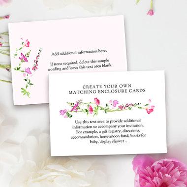 Pink Wildflower Create your Own Blank Enclosure Invitations