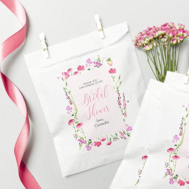 Pink Wildflower Elegant Script  Favor Bag