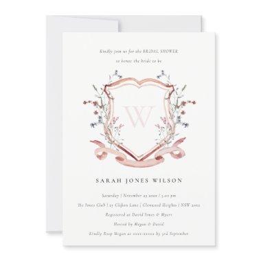 Pink Wildflower Monogram Crest