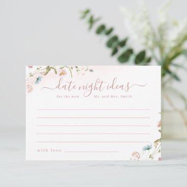 Pink Wildflower Rustic Boho date night ideas game Thank You Invitations