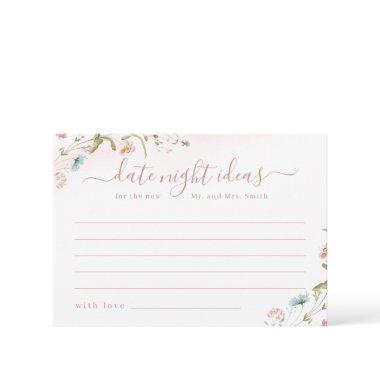 Pink Wildflower Rustic Boho date night ideas game Thank You Invitations