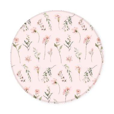 pink wildflower sage green greenery patterned coaster set