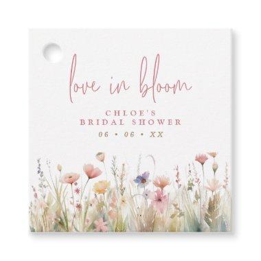 Pink Wildflowers Love in Bloom Bridal Shower Favor Tags